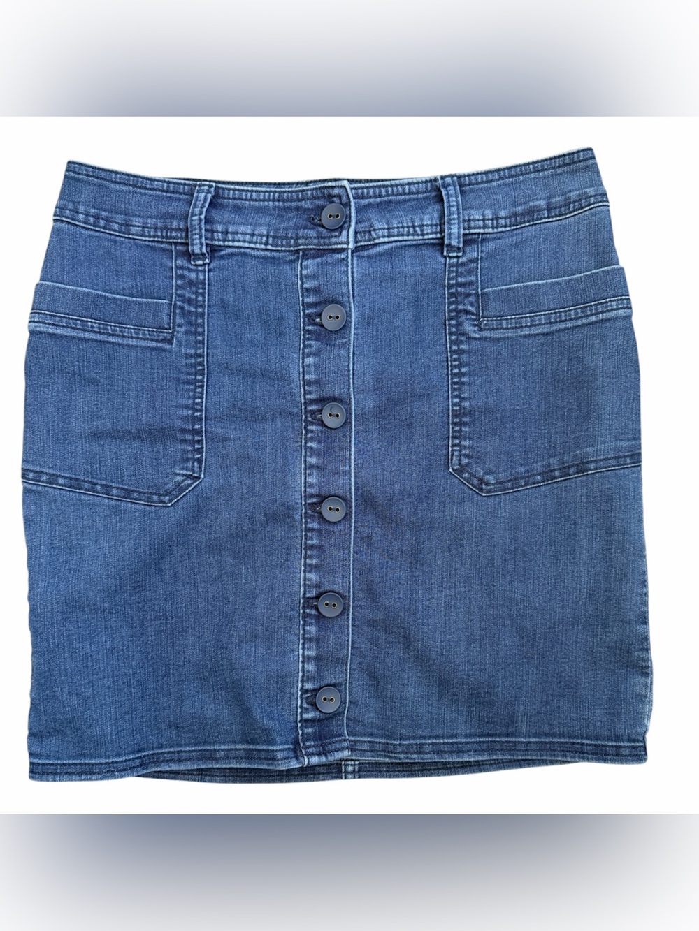 Prana Denim Button-Front Women's Skirt in Blue